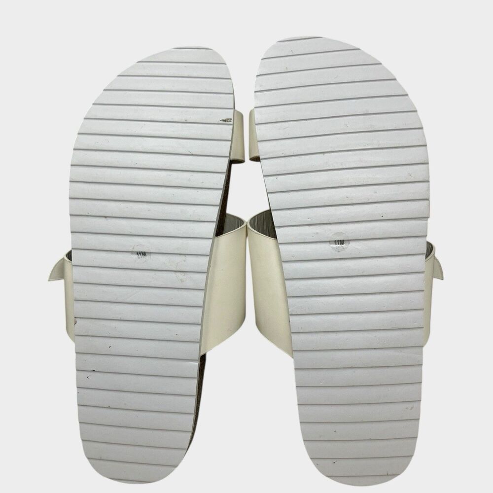 Nine West Double‎ Buckle Sandals 11 White Slip On Comfort Footbed Slides - Picture 8 of 11